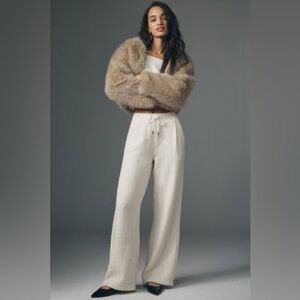 NWT Anthropologie Bishop + Young Tweed Pull On Pants Ivory Size M